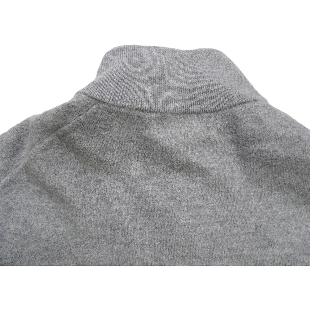 Banana Republic Sweater Men L Gray Italian Merino Wool Mockneck Knit 1/4 Zip Top